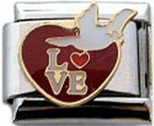 Coeur rouge LOVE et colombe