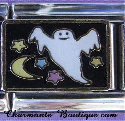  Fantôme avec étoiles et lune sur fond noir