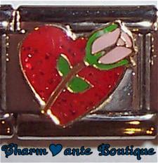 Rose dans un cœur rouge