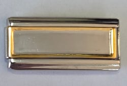 Lot de 10 maillons doubles vierges, côtés argentés et contours intérieurs dorés, pour créer vos propres maillons photo.